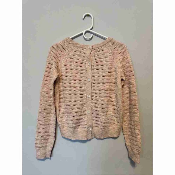 Anthropologie Moth EyeletButton Back Crop Sweater Size Small - Picture 2 of 3